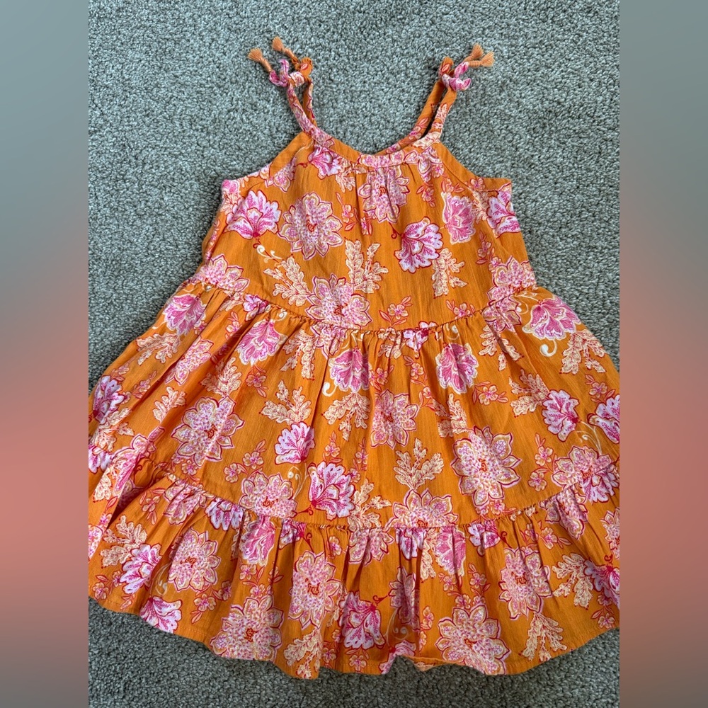 Old Navy Orange and Pink Floral Kids Dress